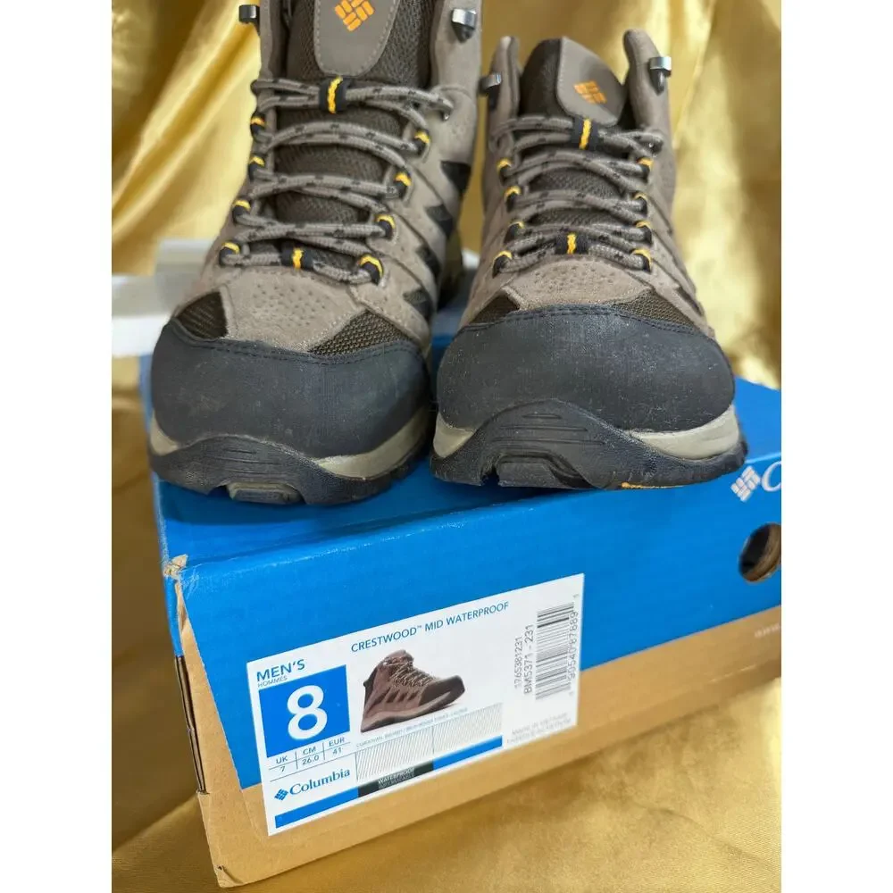 Columbia Crestwood Mid Waterproof Hiking Boots Mens 8 Cordovan Squash BM5371 NWT